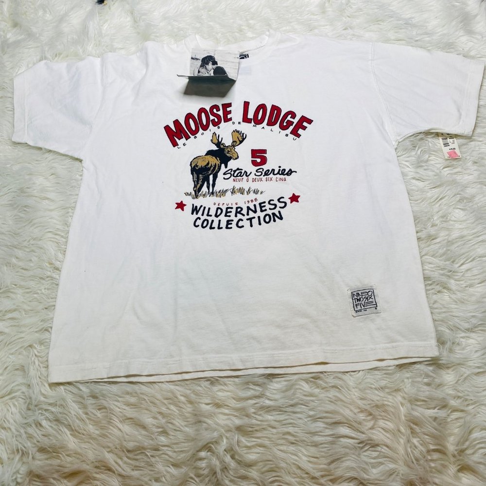 Vintage 80's Nine O Two Six Five Moose Lodge Graphic Print‎ Men's XL White NWT